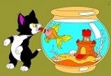 لعبة تلوين السمكة والقط